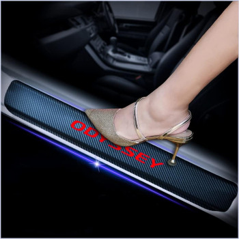 Kaiweiqin 4Pcs Car Door Sill Scuff Plate Cover For Honda Odyssey Welcome Pedal Protection Car Carbon Fiber Sticker Threshold Door Entry Guard Decorative Red