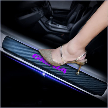 Kaiweiqin 4Pcs Car Door Sill Scuff Plate Cover For Honda Gienia Welcome Pedal Protection Car Carbon Fiber Sticker Threshold Door Entry Guard Decorative Purple