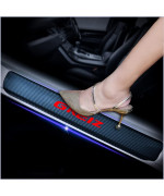 Kaiweiqin 4Pcs Car Door Sill Scuff Plate Cover For Honda Greiz Welcome Pedal Protection Car Carbon Fiber Sticker Threshold Door Entry Guard Decorative Red
