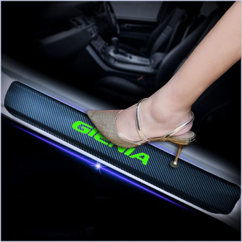 Kaiweiqin 4Pcs Car Door Sill Scuff Plate Cover For Honda Gienia Welcome Pedal Protection Car Carbon Fiber Sticker Threshold Door Entry Guard Decorative Green