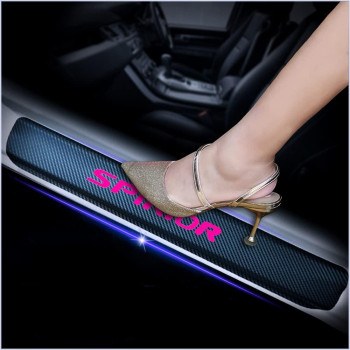 Kaiweiqin 4Pcs Car Door Sill Scuff Plate Cover For Honda Spirior Welcome Pedal Protection Car Carbon Fiber Sticker Threshold Door Entry Guard Decorative Pink