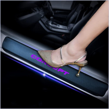 Kaiweiqin 4Pcs Car Door Sill Scuff Plate Cover For Honda Concept Welcome Pedal Protection Car Carbon Fiber Sticker Threshold Door Entry Guard Decorative Purple