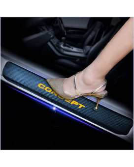 Kaiweiqin 4Pcs Car Door Sill Scuff Plate Cover For Honda Concept Welcome Pedal Protection Car Carbon Fiber Sticker Threshold Door Entry Guard Decorative Orange