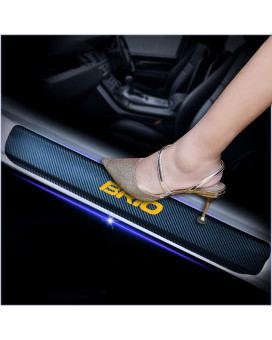 Kaiweiqin 4Pcs Car Door Sill Scuff Plate Cover For Honda Brio Welcome Pedal Protection Car Carbon Fiber Sticker Threshold Door Entry Guard Decorative Orange