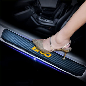 Kaiweiqin 4Pcs Car Door Sill Scuff Plate Cover For Honda Brio Welcome Pedal Protection Car Carbon Fiber Sticker Threshold Door Entry Guard Decorative Orange