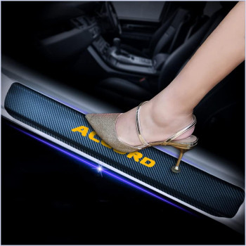 Kaiweiqin 4Pcs Car Door Sill Scuff Plate Cover For Honda Accord Welcome Pedal Protection Car Carbon Fiber Sticker Threshold Door Entry Guard Decorative Orange