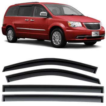 Voron Glass Tape-On Extra Durable Rain Guards For Dodge Grand Caravan 2008-2022Chrysler Towncountry 2008-2016Volkswagen Routan 2009-2013, Window Deflectors, Vent Window Visors, 4 Pieces-120173