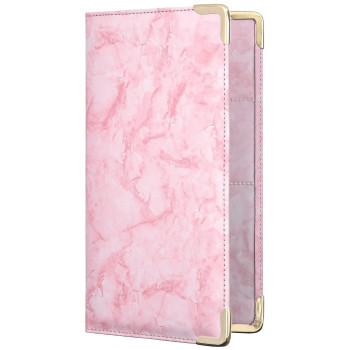 Herriat Car Registration And Insurance Card Holder - Marble Leather Vehicle Glove Box Automobile Documents Paperwork Wallet Case Organizer For Id, Drivers License, Key Contact Information Cards