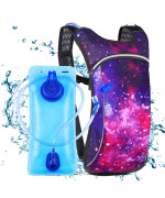 Hydration Pack,Hydration Backpack With 2L Hydration Bladder Lightweight Insulation Water Pack For Festivals, Raves, Hiking, Biking, Climbing, Running And More (Purple Starry)