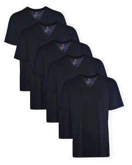 Hanes Mens Tall Man V-Neck T-Shirt (Pack Of 5) Black, 2X-Large