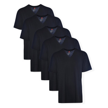 Hanes Mens Tall Man V-Neck T-Shirt (Pack Of 5) Black, 2X-Large