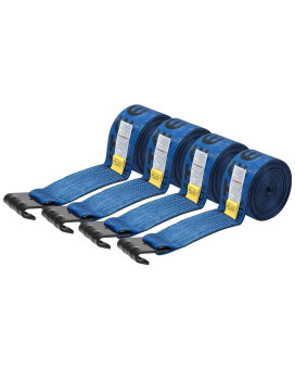 Mytee Products (4 Pack) Winch Straps 4 X 30 Blue Heavy Duty Tie Down W Flat Hooks Wll 5400 Lbs 4 Inch Cargo Control For Flatbed Truck Utility Trailer