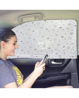 Econour Printed Baby Car Window Shades For Side Windows Sun Shade For Car Heat & Uv Protection Adjustable Elastic Fabric Material Rear Side Window Sunshade For Car Pack Of 2 (Large 40X23)