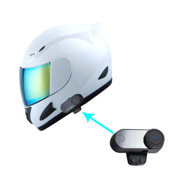 1Storm Motorcycle Bike Full Face Helmet Mechanic + Motorcycle Bluetooth Headset: Glossy White