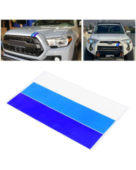 Mochent 2 Pcs Classic Retro Style Tri-Color Stripe Decal Sticker For Toyota Tacoma 4Runner Tundra Accessories, Decoration Grille Fender Hood Side Skirt Bumper Dashboard (Whitebluedark Blue)