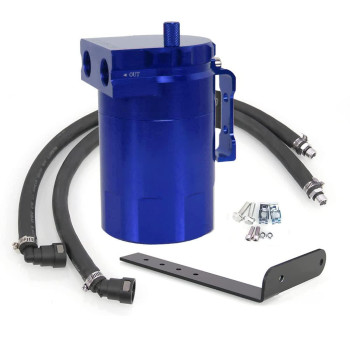 Rulline Universal 350Ml Reservoir Tank Oil Catch Can Tank 0046 Aluminum Polish Baffled Reservoir With Bracket Blue