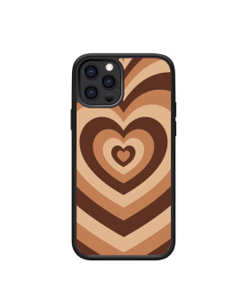 Mokens Cute Phone Cases Aesthetic Brown Heart Phone Case Protective Compatible With Iphone 12 Pro Max