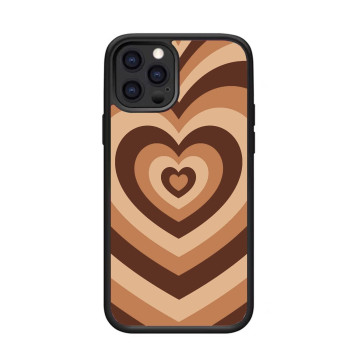 Mokens Cute Phone Cases Aesthetic Brown Heart Phone Case Protective Compatible With Iphone 12 Pro Max