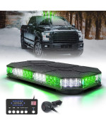 Xprite White Green Led Strobe Lights Bar,Magnetic Mount Emergency Traffic Security Warning Caution Flashing Light, For Vehicles Tow Trucks Cars