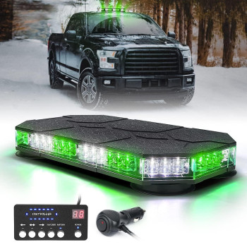 Xprite White Green Led Strobe Lights Bar,Magnetic Mount Emergency Traffic Security Warning Caution Flashing Light, For Vehicles Tow Trucks Cars