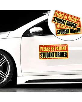 Botocar Student Driver Car Magnet, 2 Pack Super Large Please Be Patient Student Driver Signs For Car, Reflective New Driver Vehicle Bumper Magnetic Sticker, Novice Driver Safety Warning Sign, 12A6In