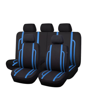 Flying Banner Car Seat Covers Full Set Front Rear Breathable Sport Fashion Bench Split 4060 5050 6040 (Black Beige, Full Set)