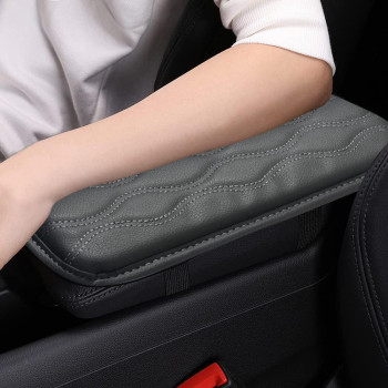 Banseko Car Auto Armrest Cover Pad,Auto Armrest Seat Box Cover,Leather Auto Center Console Cover Universal Fits For Most Cars Suv, And Truck (Dark Grey)