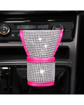 Mlovesie Plush Auto Gear Shift Knob Cover With Crystal Glitter Bling Rhinestones For Girls,Lady Universal Fit (Bling) (Pink)