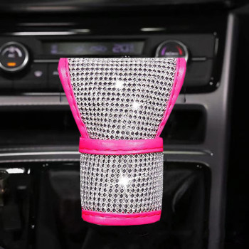 Mlovesie Plush Auto Gear Shift Knob Cover With Crystal Glitter Bling Rhinestones For Girls,Lady Universal Fit (Bling) (Pink)