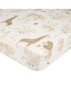 Crane Baby Soft Cotton Crib Mattress Sheet, Fitted Crib Sheet For Boys And Girls, Safari Animal, 28Aw X 52Ah X 9Ad