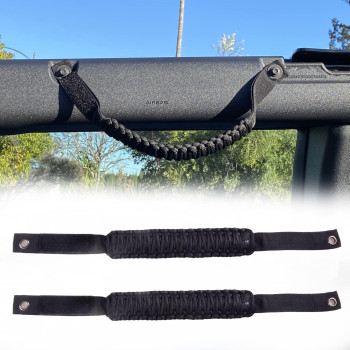 Bestaoo Roll Bar Grab Handles Paracord Grip Handle For Ford Bronco Accessories 2021 2022, 2 Pack (Black)