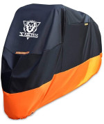 Xyzctem Motorcycle Cover - All Season Waterproof Outdoor Protection - Precision Fit Up To 87 Inch Tour Bikes, Choppers And Cruisers - Protect Against Dust, Debris, Rain And Weather(M,Black& Orange)