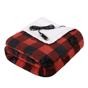 Westinghouse Heated Car Blanket With 3 Heating Levels, 4 Hours Auto Off, 12 Volt Electric Blanket For Car, Truck, Suv, Rv, Machine Washable, 59 X 43A, (Red Buffalo Plaid)