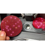 Bling Car Cup Coaster 2Pcs, Bling Car Accessories 285 Inch,Full Rhinestone Anti Slip Insert Coaster, Suitable For Most Car Interior, Car Bling For Women,Party,Birthday,Gift(Red)