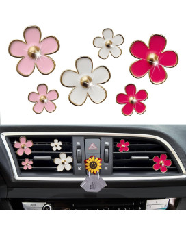 6 Pcs Daisy Air Vent Clips, Cute Flower Car Diffuser Vent Clips Car Air Fresheners Vent Clips Car Interior Decor Charm Car Decoration Cute Car Accessories For Women Girls + Mask Hook(Mixed Color)