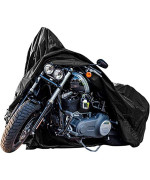 New Generation Motorcycle Cover Xyzctem All Weather Black L Large-Heavy Duty Waterproof Outdoor Protects Fits Up To 91 Inch For Harley Davidson, Honda, Suzuki,Yamaha And More