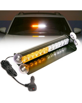 Booyu 148In Led Windshield Emergency Strobe Dash Light Bar 1224V Interior Visor Deck Flashing Hazard Safety Warning Lights For Police Law Enforcement Pov Trucks Vehicles Amberwhite]12 Leds]18W]