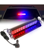 Booyu 148In Led Windshield Emergency Strobe Dash Light Bar 1224V Interior Visor Deck Flashing Hazard Safety Warning Lights For Police Law Enforcement Pov Trucks Vehicles Redblue]12 Leds]18W]