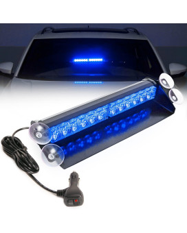 Booyu 148In Led Windshield Emergency Strobe Dash Light Bar 1224V Interior Visor Deck Flashing Hazard Safety Warning Lights For Police Law Enforcement Pov Trucks Vehicles Blueblue]12 Leds]18W]