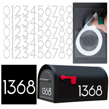 Reflective Mailbox Numbers For Outside, 5 Sets Number Stickers With Sticky Tabs For Easy Backing Peeling, Pre-Cut For Effortless Align, Strong Self Adhesive Vinyl House Numbers For Mailbox Address Trash Bin Hard Hat (2 Inch, 5 Sets)