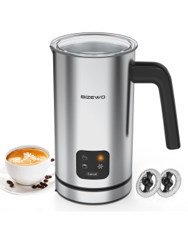 Milk Frother Electric, Coffee Frother, Warm And Cold Milk Foamer, Bizewo 4 In 1 Automatic Milk Warmer Stainless Steel With Touch Screen, For Coffee, Latte, Hot Chocolate