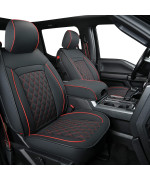 Luckyman Club F150 Seat Covers S07-Q2, Fit For 2010-2014 F150 Supercrew With Waterproof Faux Leather(2010-2014 Full Set, Blackred)