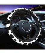 Cow Print Steering Wheel Cover 15 Inches For Women Men, Neoprene Anti-Slip Cute Car Steering Wheel Grip Wrap Car Accessories Protective Case Cover For Vehicle Truck Suva