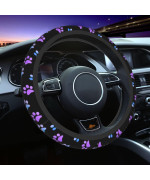 Paw Prints Steering Wheel Cover For Women Men, 15 Inches Purple Galaxy Neoprene Anti-Slip Cute Universal Car Steering Wheel Grip Wrap Car Accessories Protective Case Cover For Vehicle Truck Suv