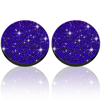 Car Coasters For Cup Holder,Dermasy 2 Pack Cute Bling Car Cup Holder Coaster With Rhinestone For Women And Girl 2022 Universal Anti Slip Silicone Automotive Interior Accessories Set (All Blue)