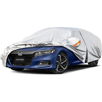 Kayme 6 Layers Car Cover Custom Fit For Honda Accord Sedancoupe (2001-2023) Waterproof All Weather For Automobiles, Outdoor Full Cover Rain Sun Uv Protection With Zipper Cottonsilver