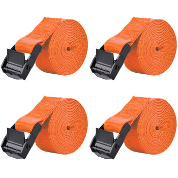 Azarxis Lashing Strap Adjustable Cam Buckle Tie Down Heavy Duty Secure Straps Up To 441 Lbs Capacity For Motorcycle Kayak Canoe Trailer Cargo Truck Bicycle Luggage (Orange - 4 Pcs - 79 X 1)