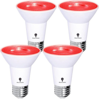 4 Pack BlueX LED Par20 Flood Red Light Bulb - 8W (65Watt Equivalent) - Dimmable - E26 Base Red LED Lights, Party Decoration, Porch, Home Lighting, Holiday Lighting, Red Flood Light