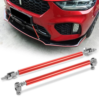 Adjustable Front Splitter Support Rods, Auxmart 6-9 Bumper Lip Splitter Diffuser Strut Rod Tie Support Bars Fit Most Vehicles, Pack Of 2, Red