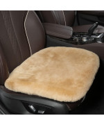 Llb Genuine Sheepskin Car Seat Cushion, Comfort Auto Seat Pad, Fluffy Soft Real Wool, Office Chair Car Mat With Non-Slip Backing Universal Fit,192 Inch X 192 Inch (Khaki, Front Seat Cushion-1 Pc)